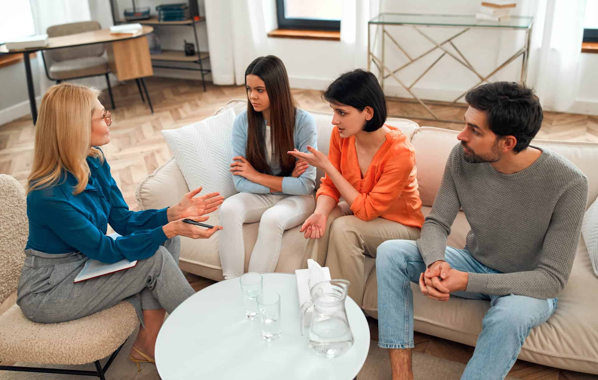 A family discusses their experiences during family therapy boca raton